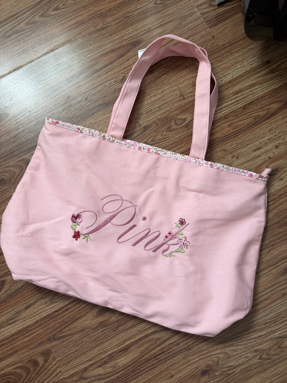 Victoria’s Secret Pink Floral Canvas Tote Bag